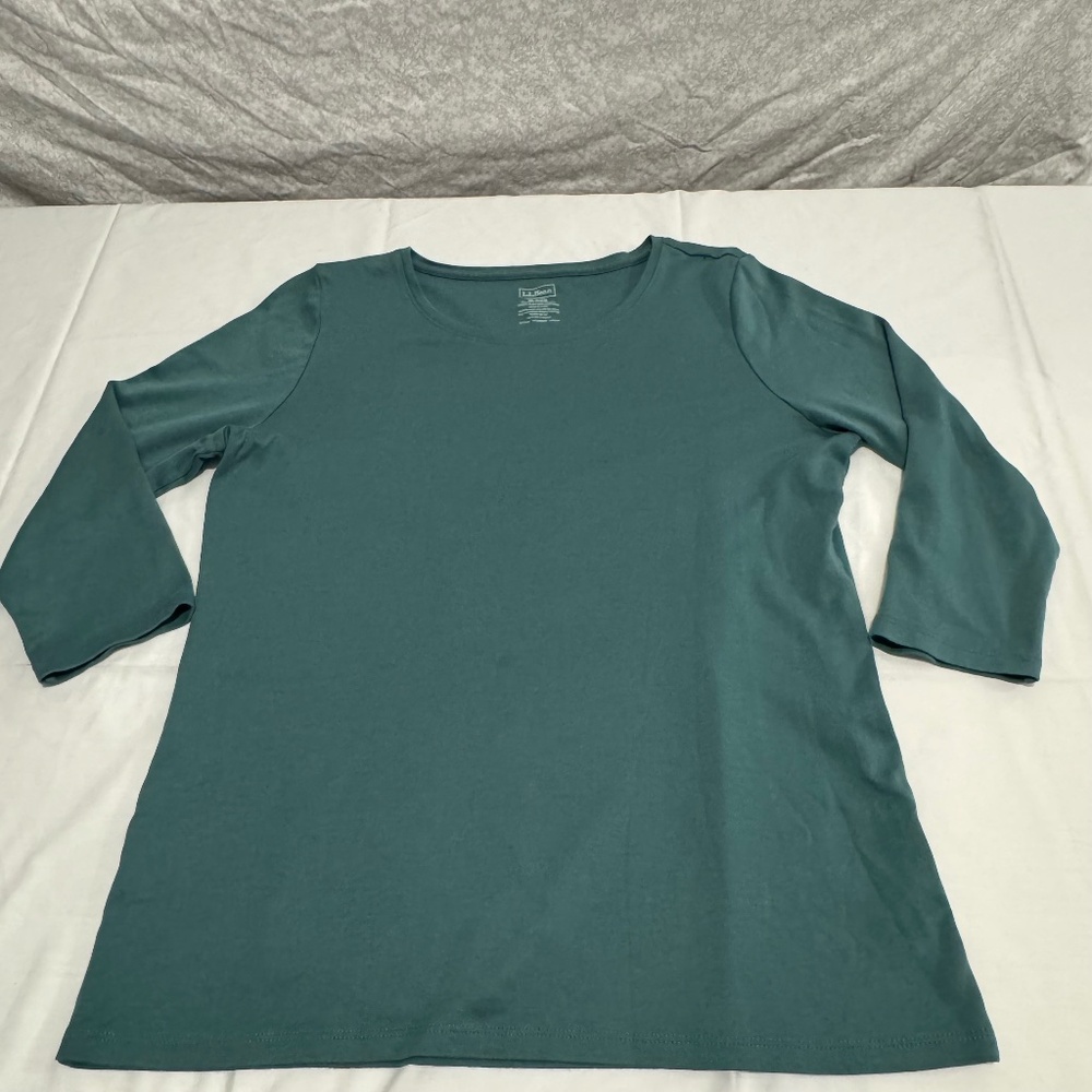 green 3/4 supima cotton shirt brand L.L. Bean size medium